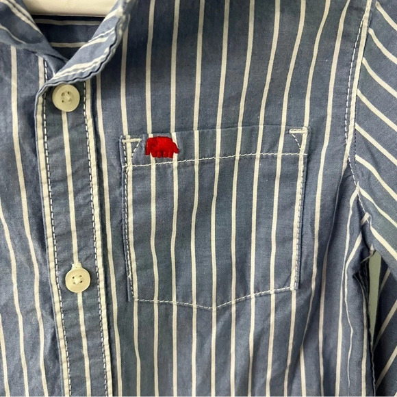 Carters 2T toddler boys blue white striped button down long sleeve dress shirt - Picture 2 of 6